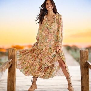 Free People Feeling Groovy Maxi Dress Floral Print Small NWT